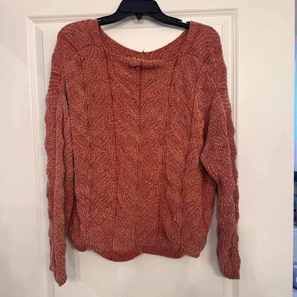 Cozy Cable Knit Sweater - Rust